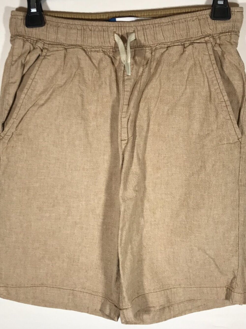 Old Navy Boy's XL 14-16 Tan Linen Blend Elastic Waist Drawstring Casual Shorts